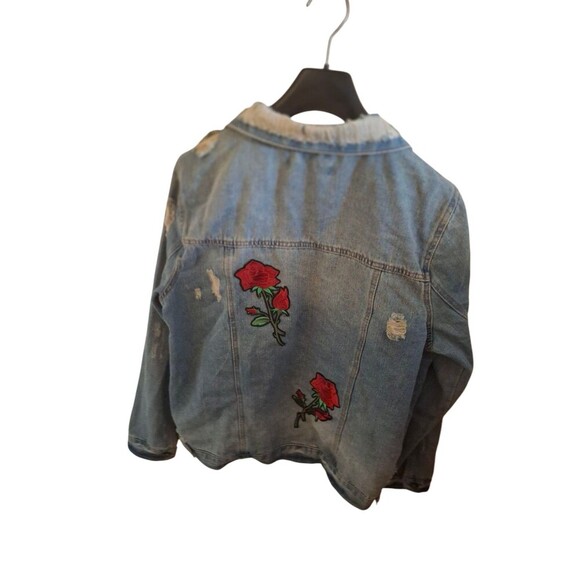 Ci Sono Red Rose Patch Women's Denim Jean Jacket Size Large - Picture 5 of 9